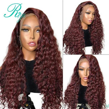 

13X6 150% 99J Burgundy Red Color Wig Water Wave Lace Front Human Hair Wigs For Black Women Preplucked Closure Wig Brazilian Remy