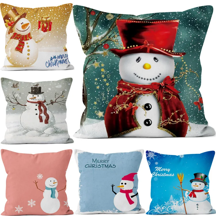 

45*45 cm nordic natal fronha decoraзхes de natal para casa boneco de neve travesseiros capa