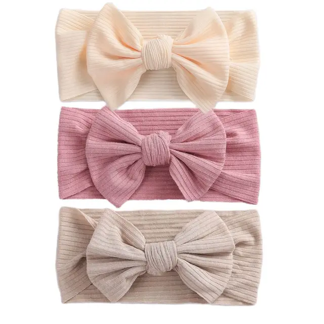 3Pcs/Lot Baby Headband Sets Bow Baby Girl Nylon Headbands Twist Cable Soft Knot Turban Kids Headwear Baby Accessories Haarband 18