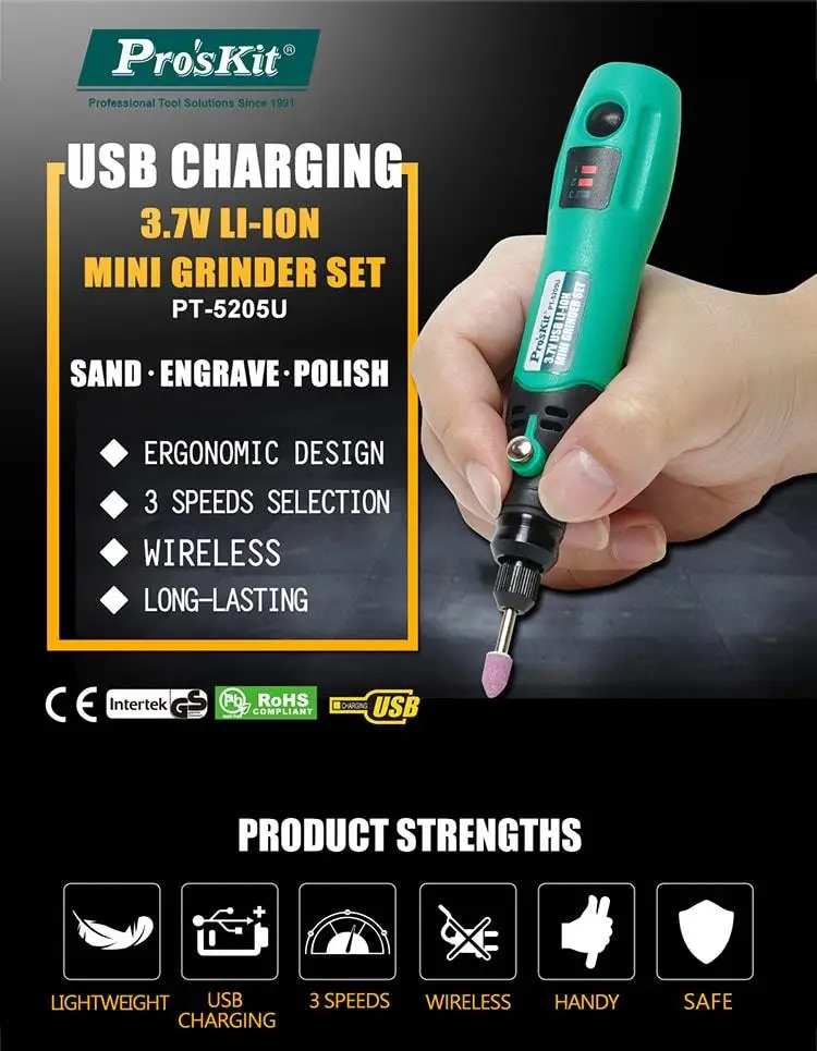 Pro'sKit PT-5205U мини usb зарядка набор электрическая дрель шуруповерт электрическая дрель гравер для шлифовального станка