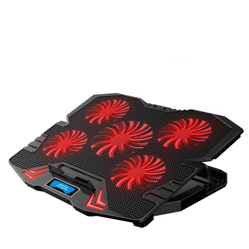 Охлаждающая подставка для ноутбука с тишиной 5 шт. светодиодный вентилятор Регулируемый держатель для ноутбука скорость сенсорного экрана для macbook air/pro 12-17 inc - Цвет: Red standard