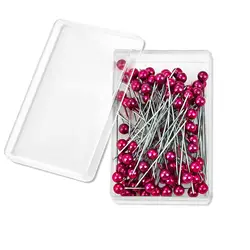 Colorful Pearl Head Pins - 100 Pcs Box for Dressmaking & DIY Sewing Projects (Red)