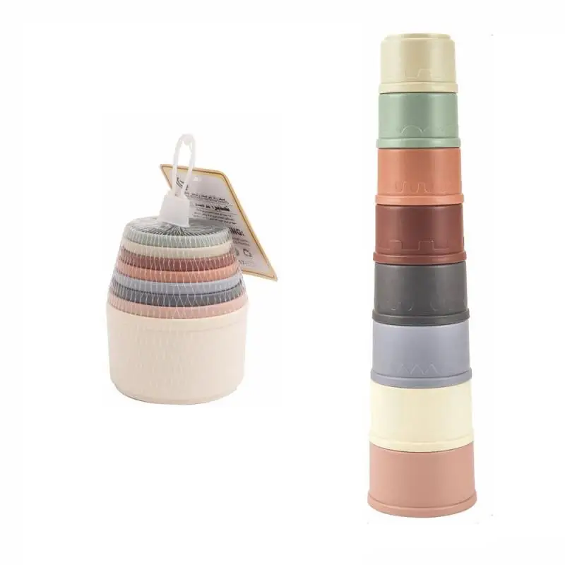 Juego de 8 Uds. De juguetes educativos para bebés, vaso de apilamiento, regalo de cumpleaños para niños y niñas