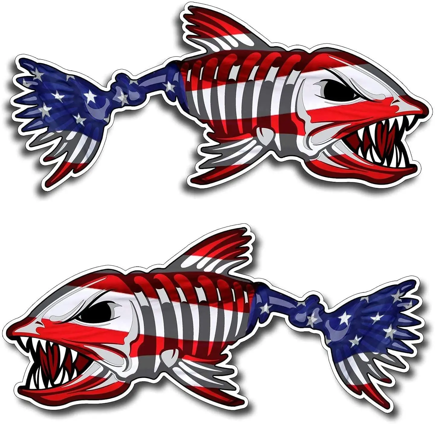 1pair Car Styling USA Bone Fish Sticker Patriotic American Flag Fishing  Decal Vinyl Boat Fish Tank Decal - AliExpress
