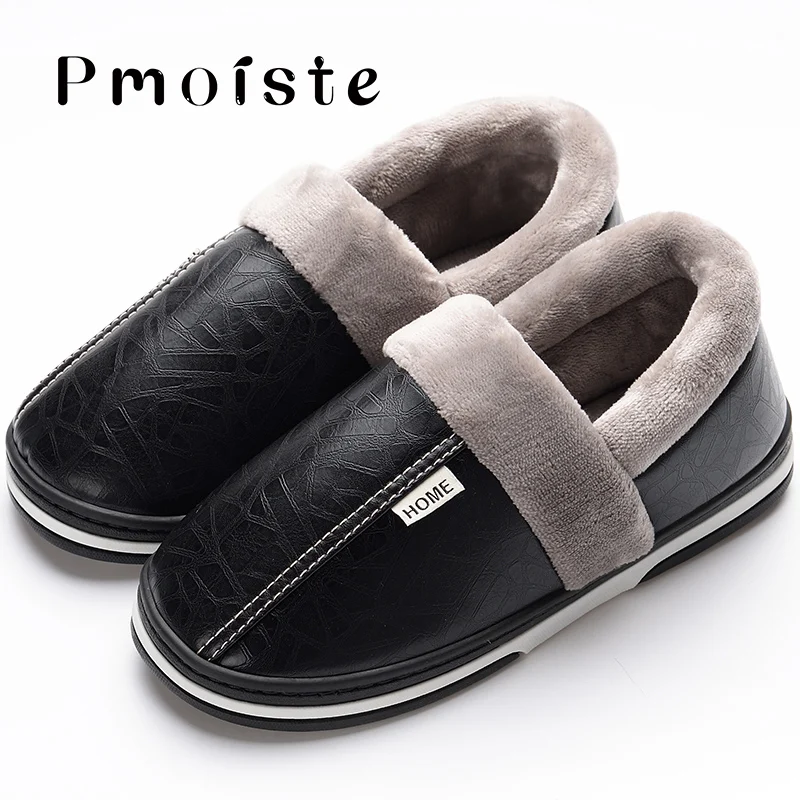 Zapatillas de casa de espuma viscoelástica para hombre, pantuflas de  invierno con piel para adultos, talla 45 49|Zapatillas| - AliExpress