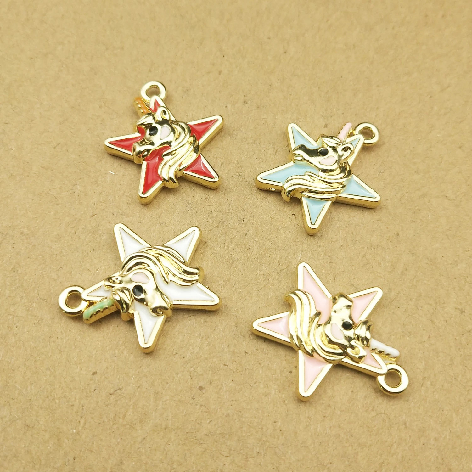 

10pcs 18x22mm enamel star unicorn charm for jewelry making and crafting earring pendant