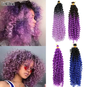 Estensioni dei capelli sintetici 14 pollici Afro Kinky Curl Twist Crochet trecce fasci di capelli Ombre intrecciare i capelli grigio rosa biondo verde