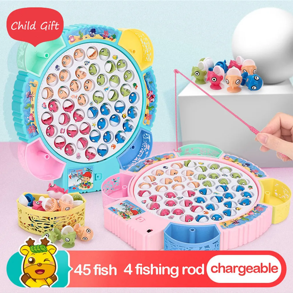 

Kids Baby Fishing Game Toy Rechargeable with Light Rotating Music Best Gift Funny kids toys present juguetes brinquedo игрушки