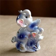 Забавная керамическая статуя слона отца фарфоровая фигура слона подарок ремесло украшение комнаты декор День отца аксессуары