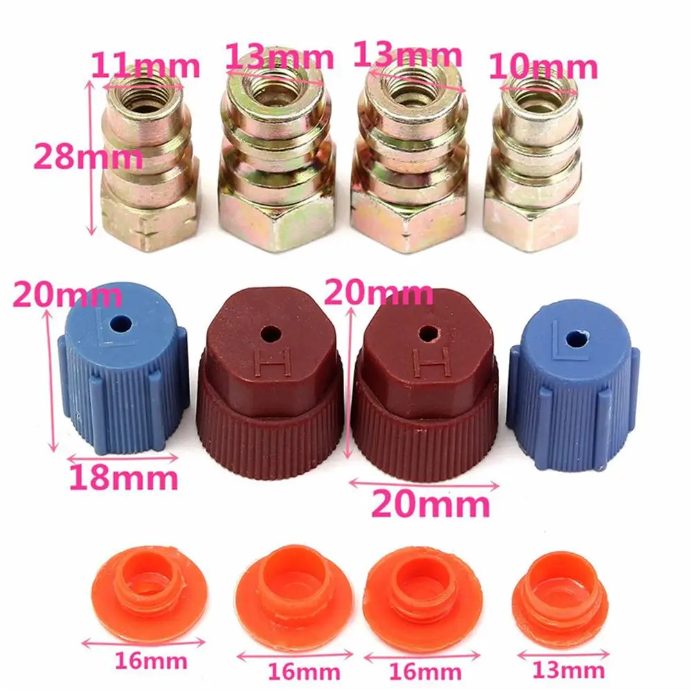 R12 to R134a Conversion Kit, R12 to R134a AC Retrofit Fitting Adapter Kit, High/Low