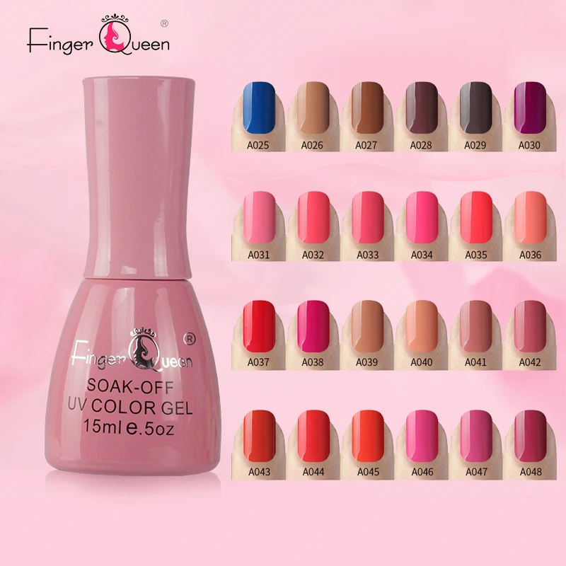 Fingerqueen 15 пилка для ногтей для женщин Многоцветный гель Яркий 168 Solider цвет поддерживает от 25 до 30 дней гель УФ 1 бутылка искусство ногтей