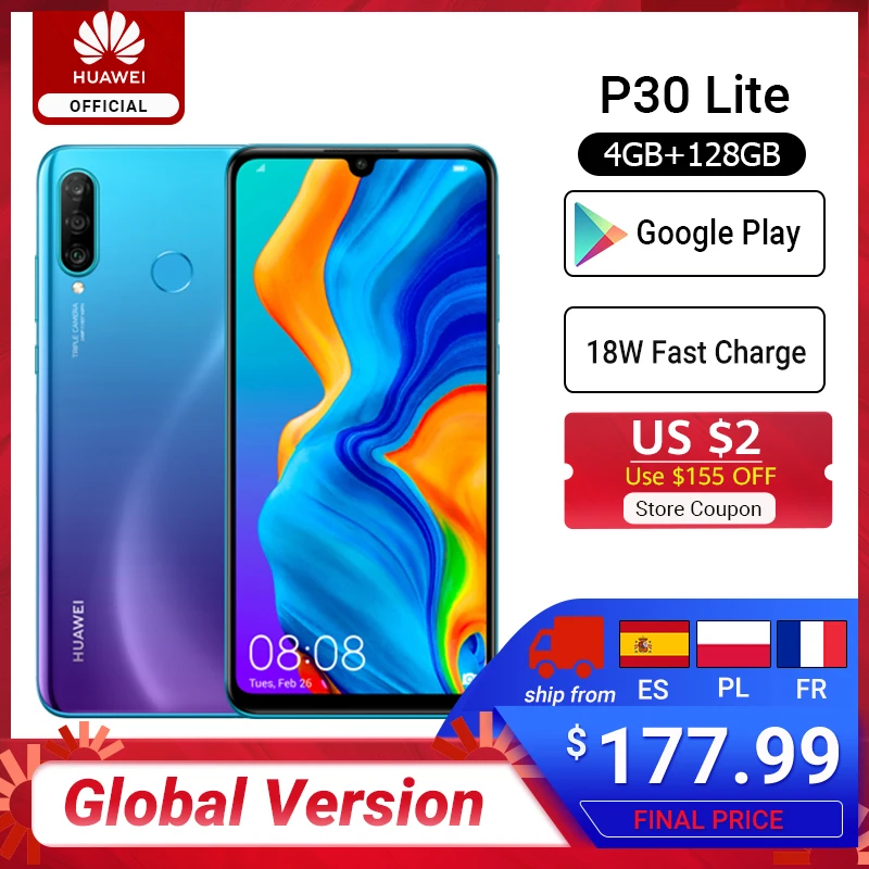 Глобальная версия huawei P30 Lite 4GB 128GB смартфон 24MP тройной Камера s 32MP Фронтальная