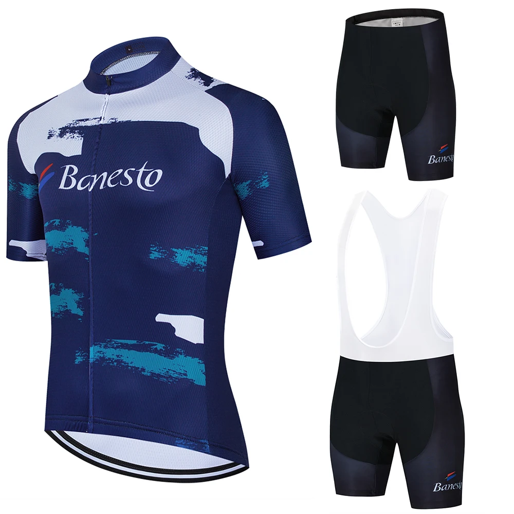 

2020 Banesto Cycling Jersey sets red Bicycle Short Sleeve Cycling Clothes Bike maillot Cycling Jersey 9D Bib shorts