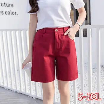 

Summer Women Hot Short Fashion Loose Cotton Wide Leg Shorts Candy Color Casual Shorts Womens Plus Size Bottoms S-3XL 2020