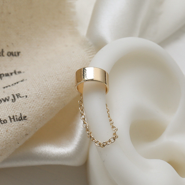 Fashion Punk Chain Ear Cuff for Women Clip on Earrings Gold Earcuff Without Piercing Earring Trendy Jewelry Gift