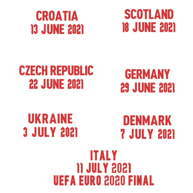 2021 пластырь с подробной информацией о матче Англии Vs Хорватия Шотландия VS