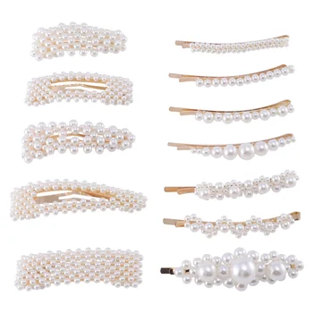 

12pcs Lovely Fashion Side Clip Headdress Imitation Pearl Hair Clip BB Clip for Girls Women Shooping