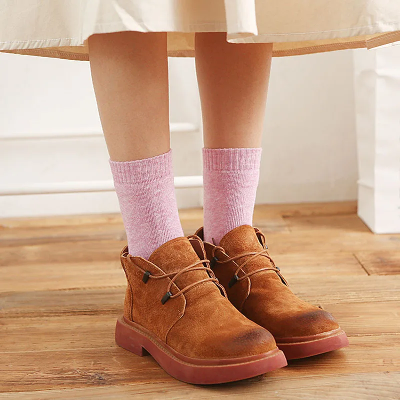 3 пары утолщенных Хлопковых Носков, Нескользящие мягкие носки для девочек, теплые дышащие впитывающие пот женские носки, 10 цветов, BCW037