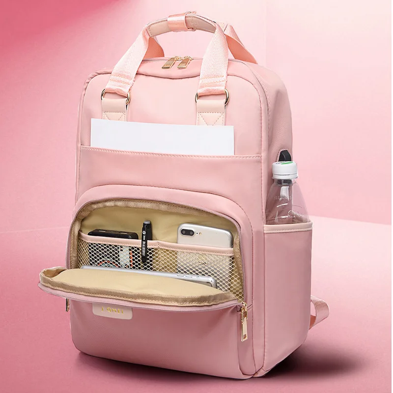 Litthing водонепроницаемый рюкзак для ноутбука женский модный рюкзак для девочки 13,3-15,6 дюймов рюкзак женский Оксфорд ткань черный розовый рюкзак