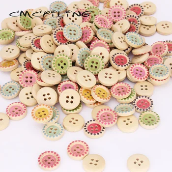 

CMCYILING 100 Pcs/lot 4 Holes Wood Buttons For Scrapbooking Decorative Accessories /Sewing Crafts Buttons