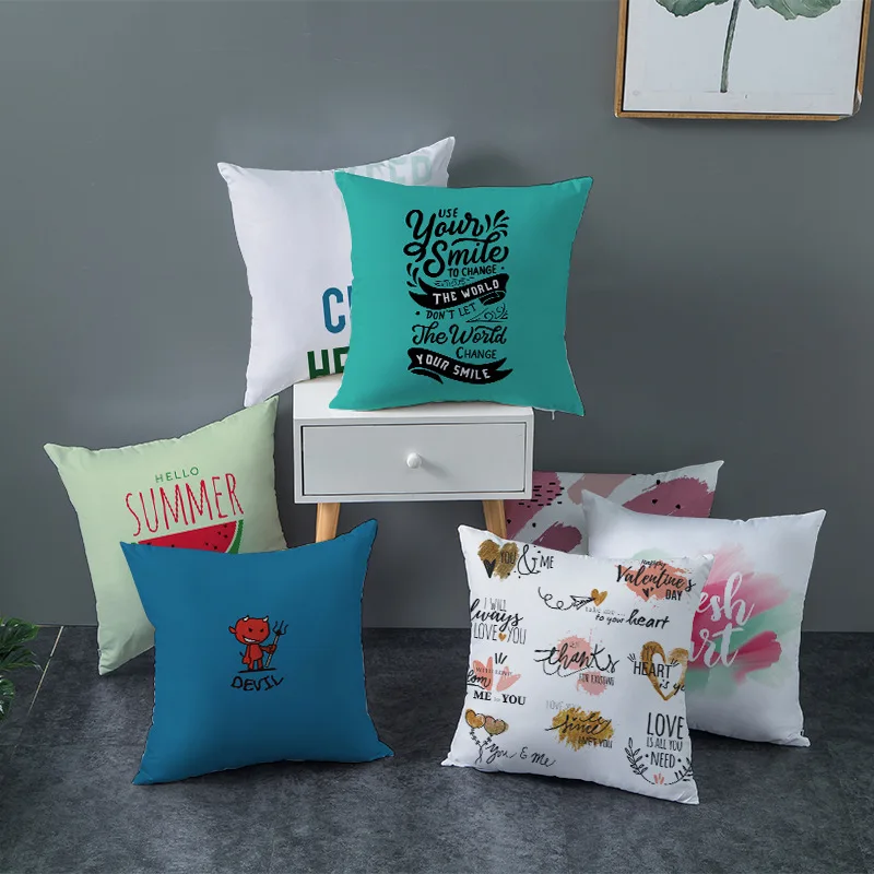 

Pillowcase home decoration home textile pillow modern simple letter watercolor printing cushion cover household items fur pillow