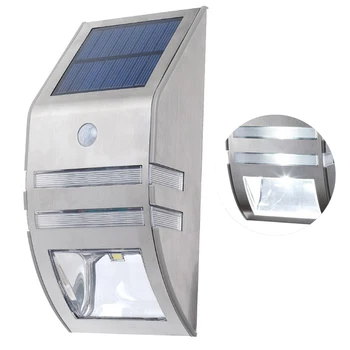 

Outdoor 2LED Intelligent Garden Modern Balcony PIR Sensor Stair Decorative Solar Power Stainless Steel Wall Light