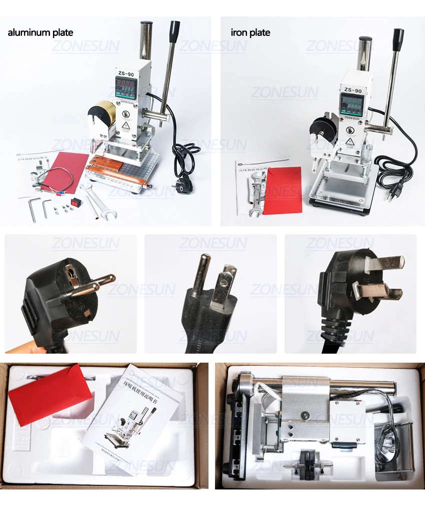ZONESUN ZS90 Новая машина для горячего тиснения фольгой ручная Бронзирующая машина для ПВХ карты кожи бумаги тиснения штамповочная машина