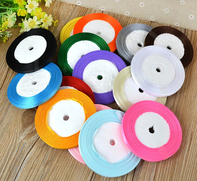 6mm Silk Satin Ribbons 25Yards/Roll Crafts Bow Handmade Gift Party Wedding Decorative Wrapping Scrapbooking Riband Sew Craft satin ribbons ribbon decoration ribbon supplies wrapping ribbon satin ribbon