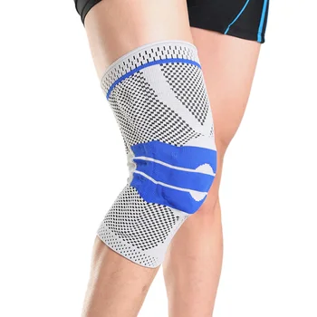 

YINBOSI Outdoor Sports New Silicone Spring Support Breathable Flat Knitting Machine Nylon Knee Basketball Climbing Gear The Blue