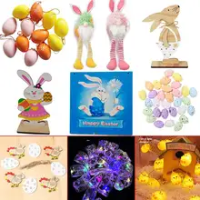 

Easter Decoration for Home Wooden Garland Home Decor Curtain Egg Shelves Ornament DIY Gifts Happy Easter Party Decoration