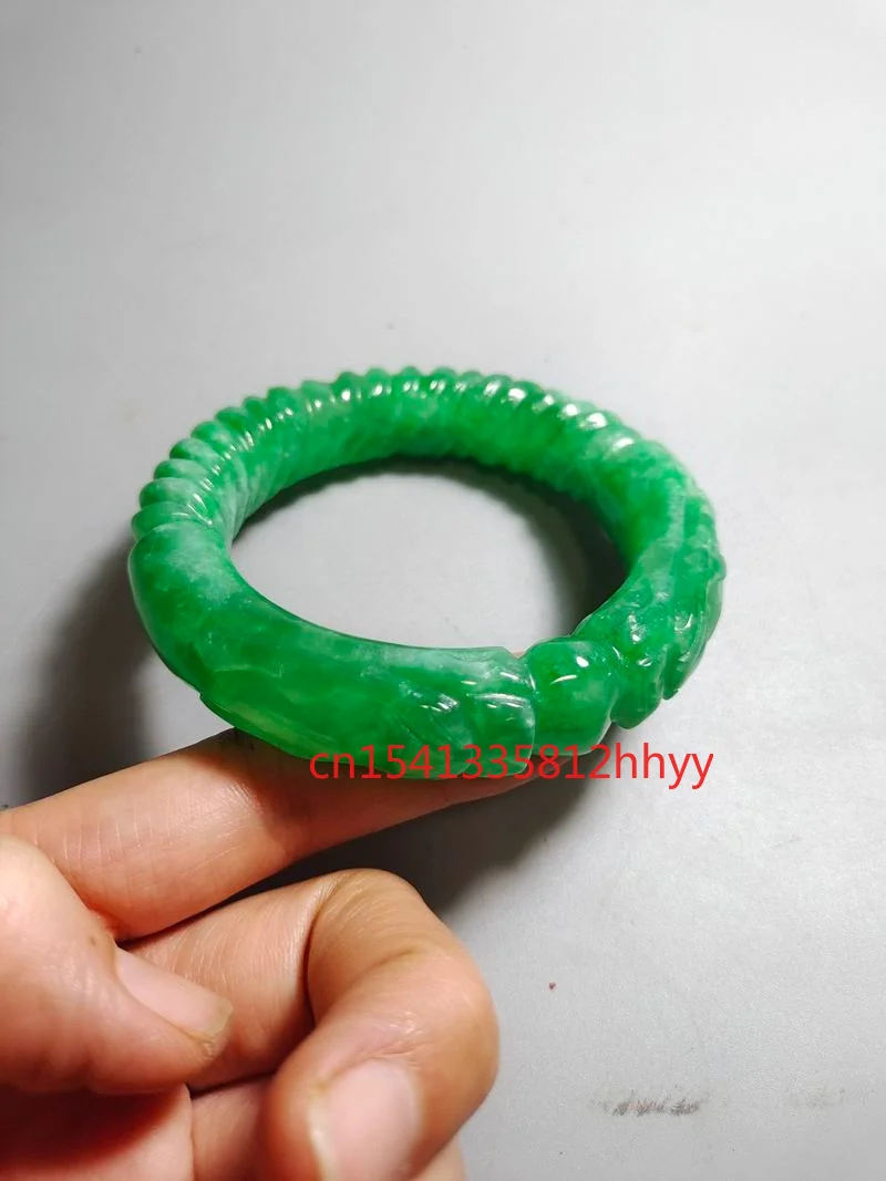 

Hot Selling Natural Full Green Jade Double Dragon Bracelet Charm Jewellery Hand-Carved Bracelet for Women Men Fashion Accessorie