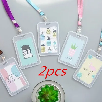 

2pcs Random Double-Sided Transparent Bus Card Set Creative Cartoon Animal Plant Pattern Card