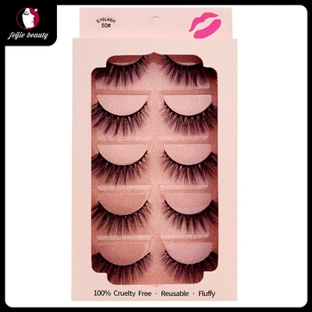 

3D Mink False Eyelashes 5Pairs Natural Thick Long Wispy Makeup Beauty Natural Soft High-End Eyelash 100% Lashes Lash Wholesale