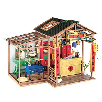 

DIY Small Wooden House Miniature Mini Adornment Toys Birthday Gift Wooden Doll House Furniture Model (Incense Extraction House)