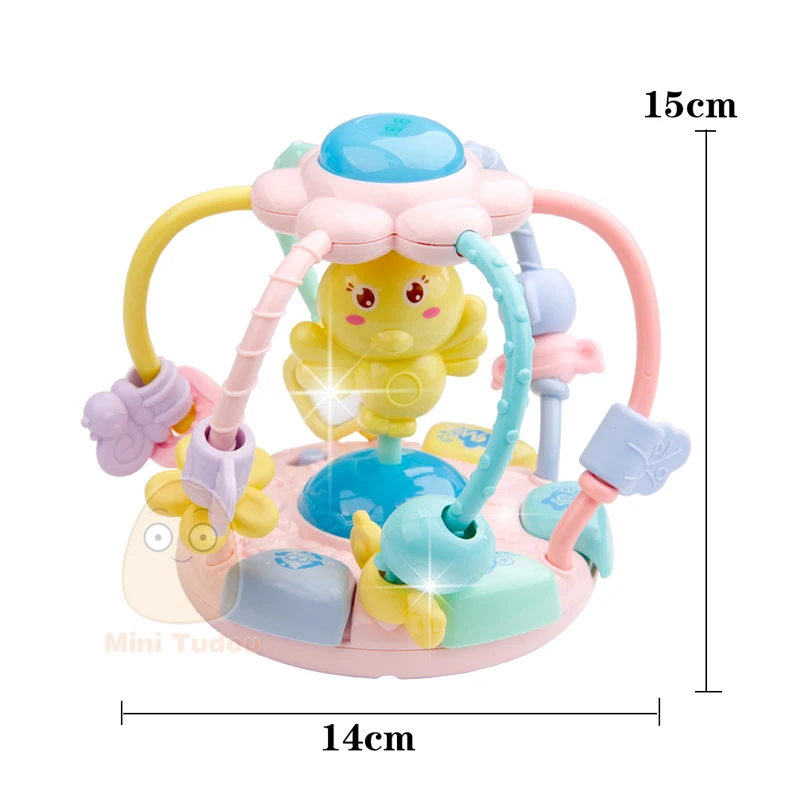 Детские развивающие игрушки, Музыкальный шар, милые бусины в виде животных, светильник, 0-12 месяцев, детская погремушка, Детские Игрушки для маленьких девочек