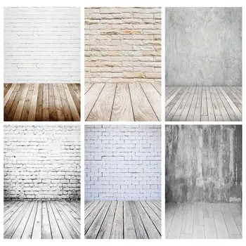 

White Brick Wall Wooden Floor Photo Backdrop Vinyl Studio Backgrounds Photoshoot for Children Baby Toy Pet Photography Props