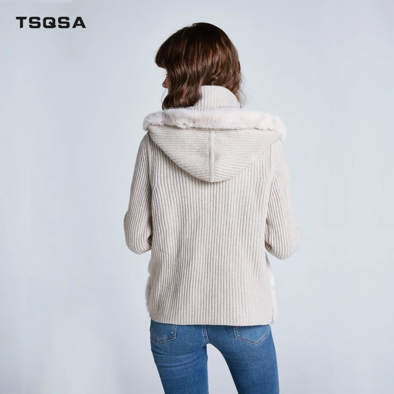 TSQSA женские зимние Revisible пальто из натурального меха норки Одежда женская повседневная Короткая Толстая куртка женская одежда TAC1935