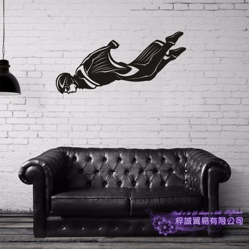 DCTAL Skydive Sticker Wingsuit Flying Car Decal Extreme Sports Posters Vinyl Wall Decals Parede Decor Mural Air Flight Sticker