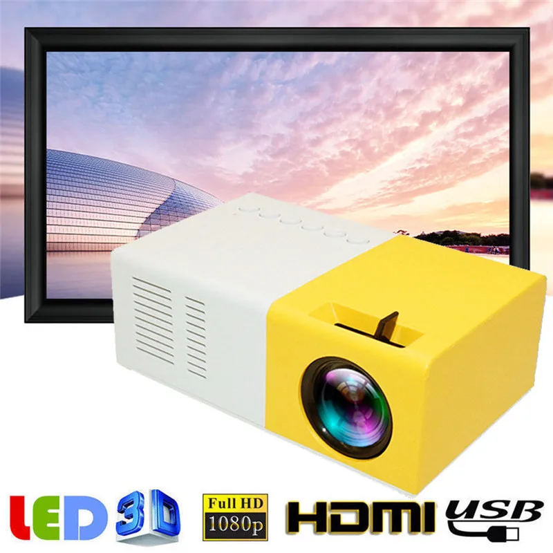 J9 1080P Мини проектор передвижной домашний кинотеатр мультимедиа VGA USB HDMI вход