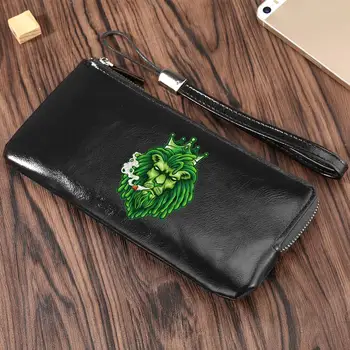 

Long Wallet Men Smoking Lion Zipper Purse for Men Durable Leather Coin Purses Clutch Male High Capacity carteira masculina
