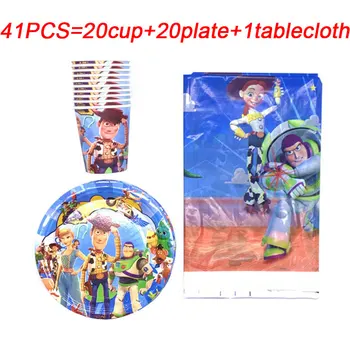 

41PCS Toy Story Theme Plates Cups Baby Shower Tablecloth Napkins Decorations Boys Favors Tableware Set Birthday Party Supplies