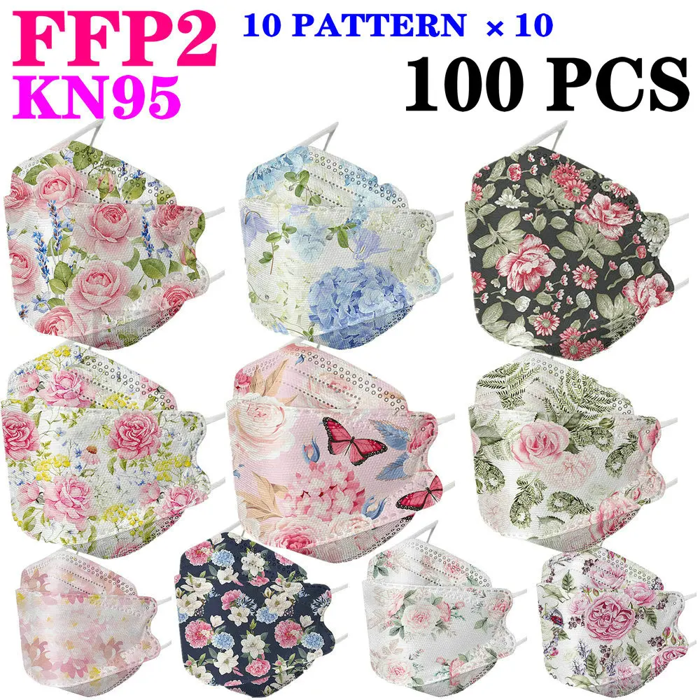 KN95 FFP2 CE 60 Unique Print Beauty Fish Mask Protective Respirator Dustproof Anti-Fog Adult
