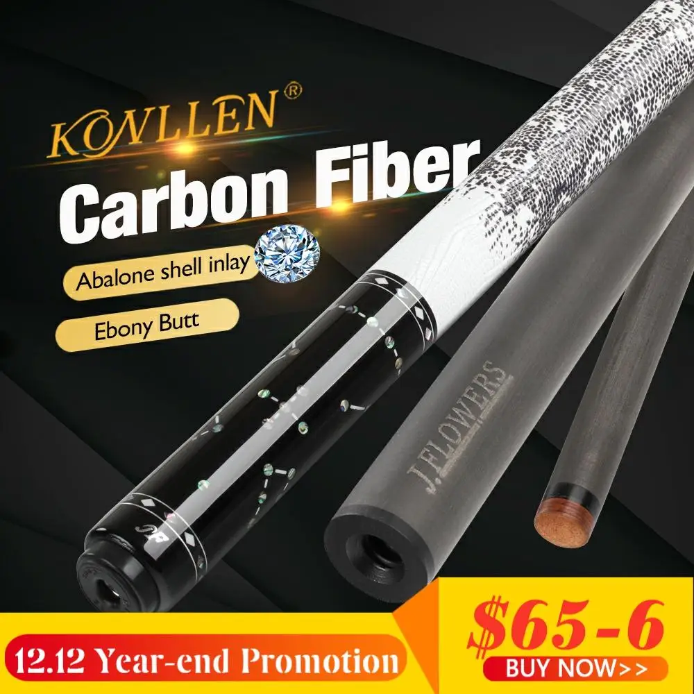 

KONLLEN JF Star Billiard Carbon Cue Carbon Shaft Carbon Fiber Pool Cue Stick Real Inlay Radial Pin Joint Leather Grip Billiards