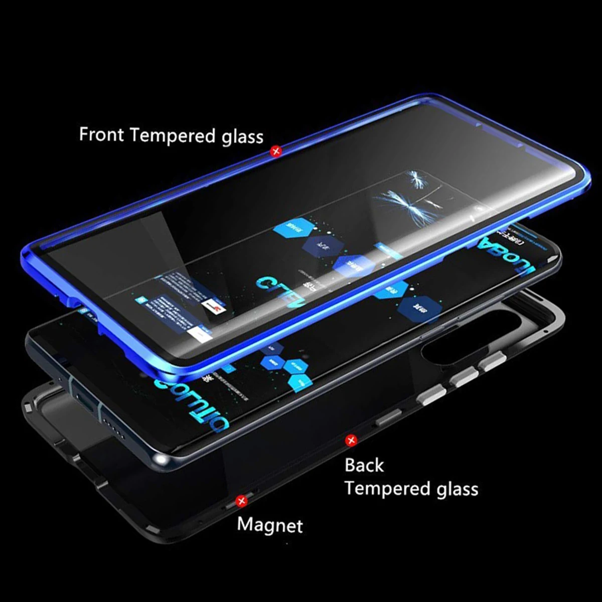 Металлический чехол из закаленного стекла для телефона с магнитной адсорбцией и откидной крышкой, прозрачные телефонные чехлы для Oneplus 7