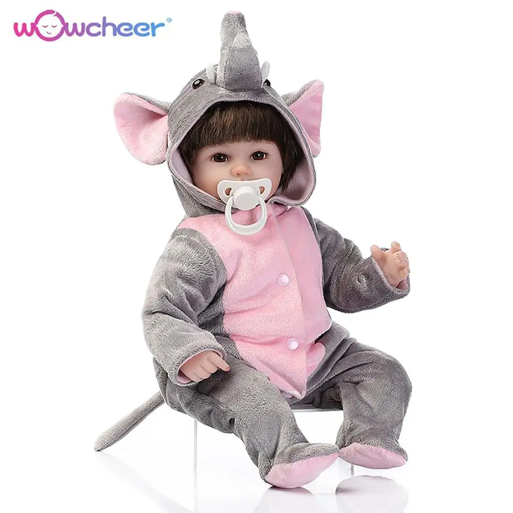

Bebes Reborn Baby Dolls Soft Silicone Boy Girl 28-43CM Elephant Outfit Winter Sweater Mini Twin Wholesale Dolls Kids Toys Gifts