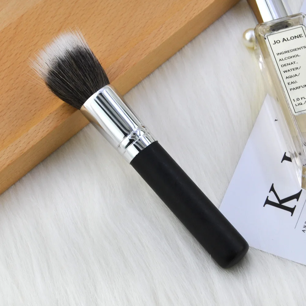 

1pc Makeup Brush Black Cosmetic 187 Duo Fiber Stippling Blush Foundation Powder Concealer Contouring Sculpting Flat Top Brush