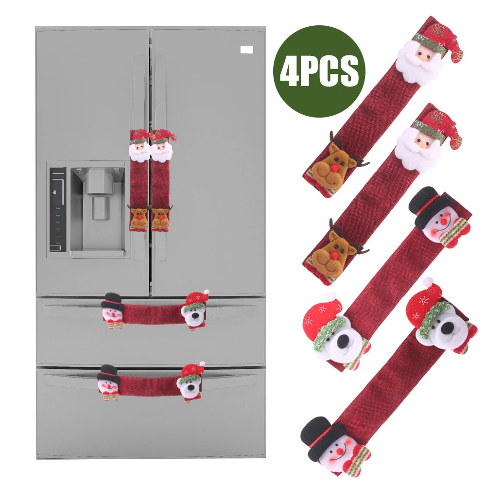 4 шт холодильник чехол на дверные ручки свч ручка духовки крышки держать кухонный прибор чистым от пятен рождественские украшения