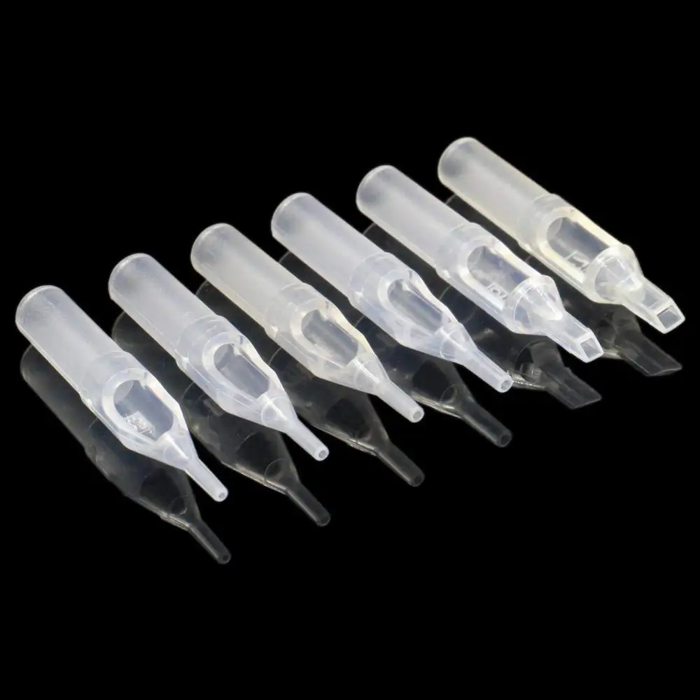 Yuelong 100pcs Disposable Clear Tattoo Tips Tubes 13RT Tips for Tattoo Needles Round Diamond Flat Sterilize Tip Tattoo Supply