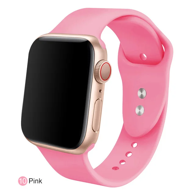Мягкий силиконовый спортивный ремешок для 38 мм Apple Watch Series 3 4 5 42 мм сменный ремешок на запястье для iWatch Sports Edition 40 мм - Цвет ремешка: pink