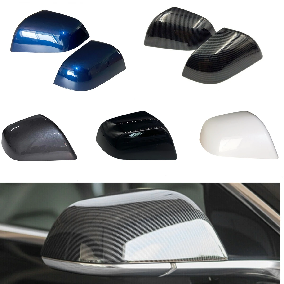 

2Pcs Auto Side Rear View Mirror Cover Shell Cap Housing Replacement For Tesla Model 3 2016 2017 2018 2019 2020